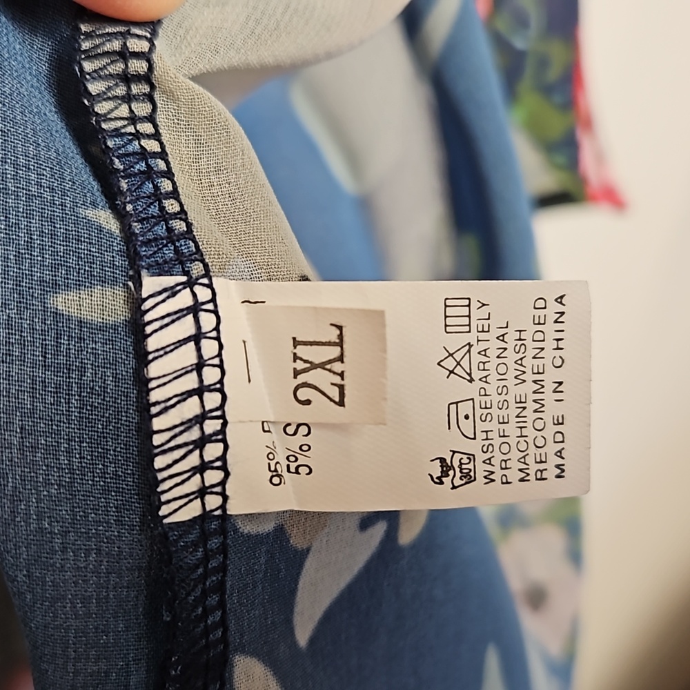 Women's Shein Size 2x Blue Open Shear Flowing Kimono Floral Print T9 - Picture 4 of 5